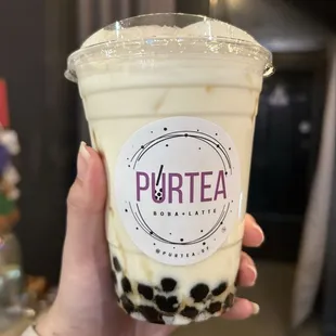 banana milk (16 oz) w/ honey boba