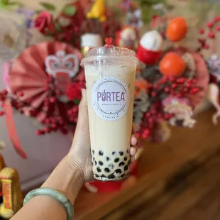 Jasmine Milk Tea with boba