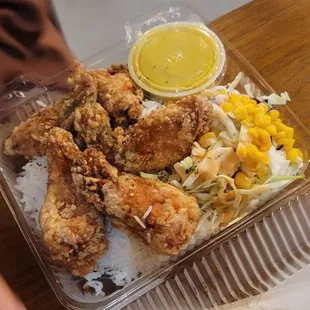 Fried Chicken Wings with Curry over Rice