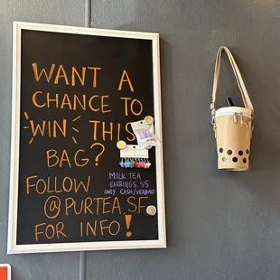 Follow them for a chance to win that cute boba bag!