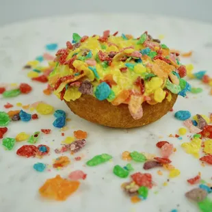 UNICORN BUTTSNEEZE! A lemon glaze topped with Fruity Pebbles! The peoples choice!! 
Always made to order!