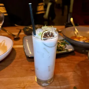 These Hips Really Don't Lie - lemongrass infused aguaviva cachaça, coconut milk, lime, vanilla, saline