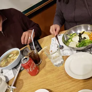 Kalbi tang and bibimbap