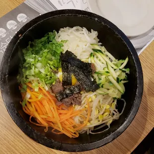 Dolsot bibimbap (Similar to bibimbap, this one comes in a clay bowl. Enjoy the crunchy rice at the bottom!)