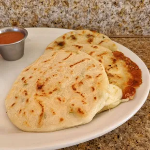 Lorocco, squash, and spinach pupusas