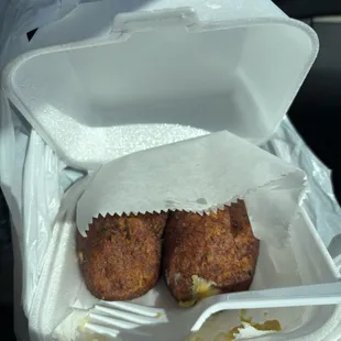 Plantain empanadas with cream inside.