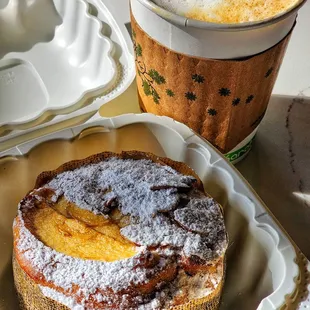 Toasted almond apple cake and brown sugar latte, the perfect ending to a great brunch.