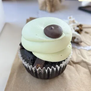 Andes cupcake  it&apos;s minty and chocolate-y
