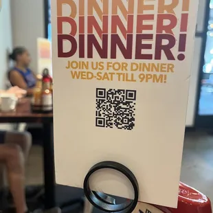 QR code for menu