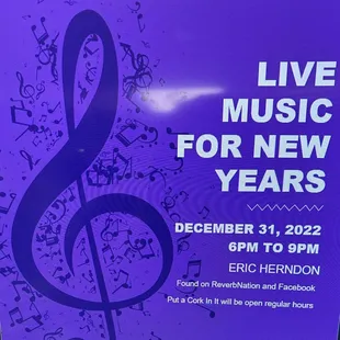 Live music New Year's Eve