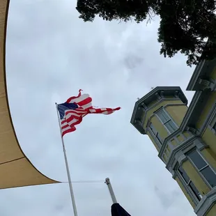 Distoryed flag! Great winery, except they need to take care of the flag! Such disrespect! Please replace the American flag !