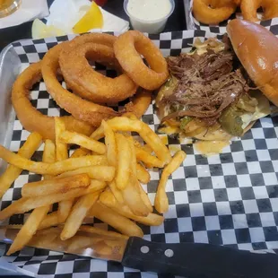 Philly Burger topped with brisket.