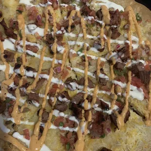 Cheese crisp w/carne asada