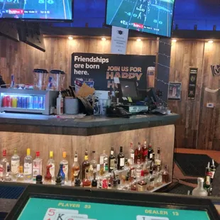 Seat at the bar.