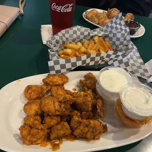 chicken wings and fried chicken, food