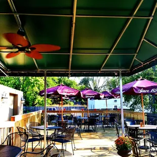 Great outdoor dining with tv's and bar