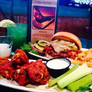 Best wings in Cincinnati. Meaty, moist and delicious. Won best burger in Cincinnati 2014.