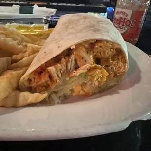 Ice cold buffalo chicken wrap.