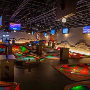 an indoor mini golf course