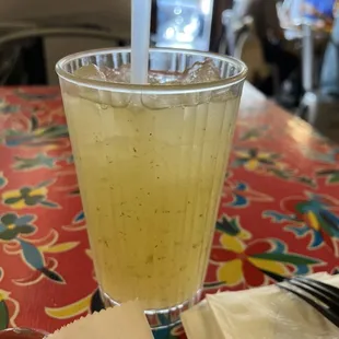 a glass of lemonade