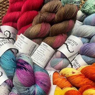 New yarn from Briar Patch Fibre is here.  Perfect for socks and other lightweight projects.   The colors are glorious.