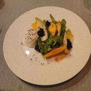 Endive salad with stone fruit and burrata