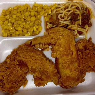 $3.99 Kid&apos;s Meal.  Includes two chicken wings or two chicken tenders &amp; two homemade sides as you can see.