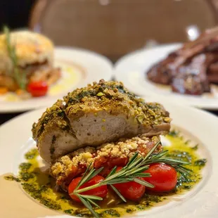 Pistachio crusted wild stripe fillet