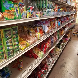 shelves of food and snacks
