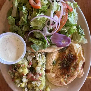 Gyro Sandwich, Hummus, Tabbouleh