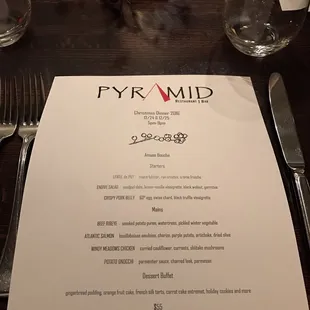 Christmas night menu.