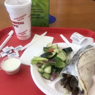 Gyro combo w/ cucumber salad.