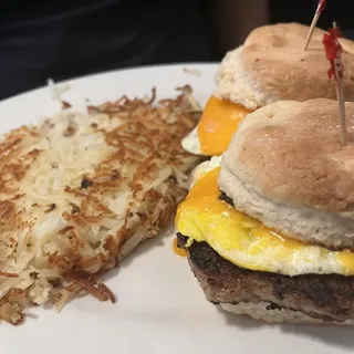 Breakfast Sausages, Egg & Cheese Biscuits Sliders