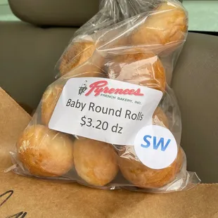 a bag of baby round rolls