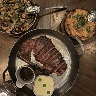 T-bone, Miso Potato au Gratin, Roasted Mushrooms