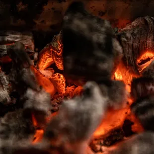 a close up view of a fire