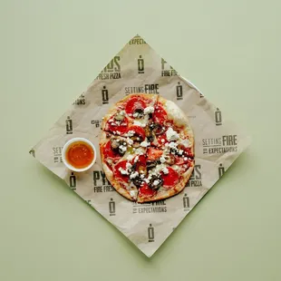 a pizza with toppings