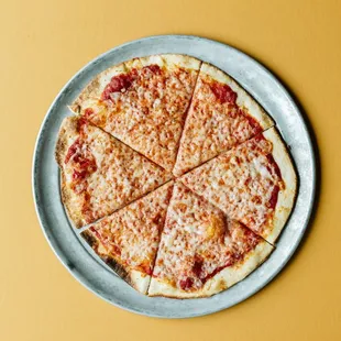 a pizza cut into eight slices