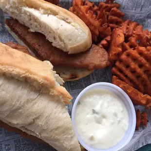 Fish Sandwich &amp; Sweet Potato Fries