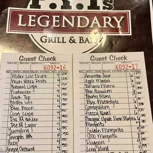 Beer and a few of the cocktails