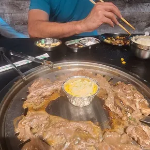 Great bulgogi while deep throating  something refreshing.