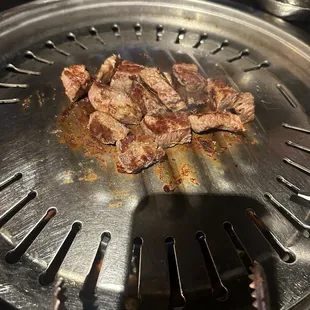 Filet mignon cut up and ready to eat!