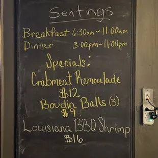 Restaurant Seating Schedule