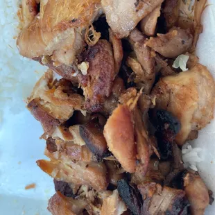Dry and burnt Bbq Chicken... possibly old.