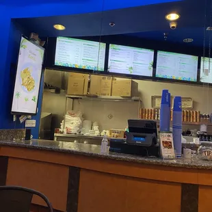 the counter and menus