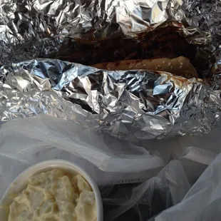 Tri tip sandy and potato salad before a long nights work..lol my first time at this place and definitely won't be my last!