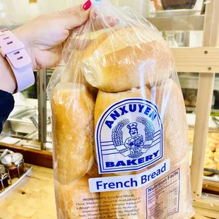 A bag of baguettes!! I don&apos;t even need it but they just brought it out fresh and hot.