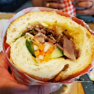 Inside the combo banh mi