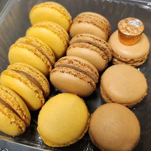 Dozen macarons / half pistachio (but they gave me the wrong flavor, lemon instead) and salted caramel $18