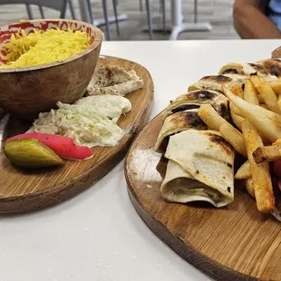 two plates of food on a table